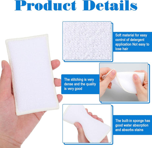 12 Pcs Interior Scrubbing Sponge for Leather Plastic Car Microfiber Kitchen Sponge Household Cleaning Sponges Double Sided Dish Sponge Cleaning Ki...
