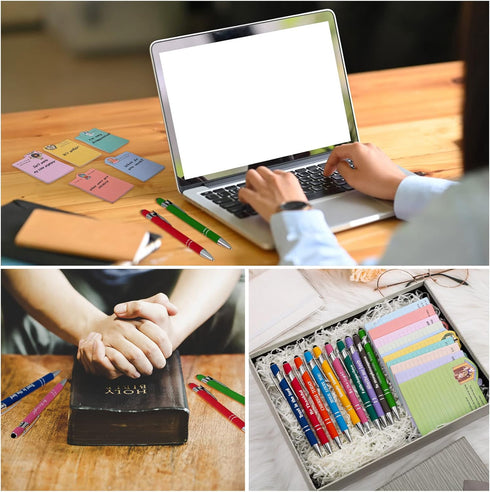 20 Pcs Christian Gifts Set Bulk Bible Verse Pens Sticky Notes Scripture Ballpoint Quote Cute Religious Note Pads for Nurse Teachers Office (Christ...