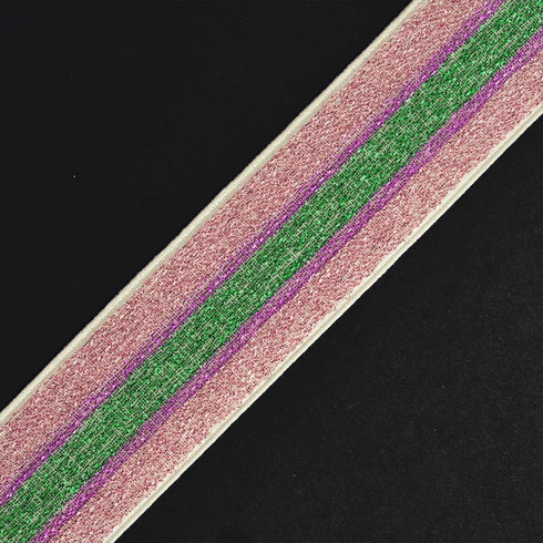 2-yards 1-1/2" Elastic Stretch Ribbon Trim, Stretch Elastic Band, headband, hand band and waist belt, TR-11199 (Pink/Green)...