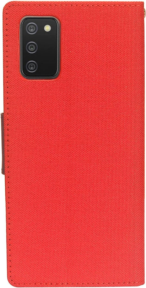 for Samsung Galaxy A02S (SM-A025), A02s - Denim Wallet Phone Case - CT5 Red...