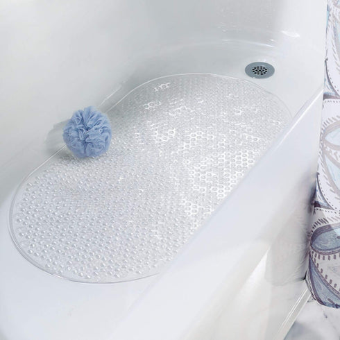 iDesign Circlz PVC Suction Non-Slip Bath Mat for Shower, Bathtub, Stall, Bathroom, 27.2" x 15.4" x .3" - Clear...