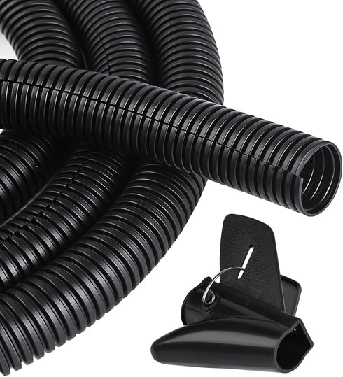 CrocSee 10ft - 1 inch Flame Retardant Split Wire Loom Tubing with Installation Tool - Flexible Wire Covers Cord Protectors - Black...