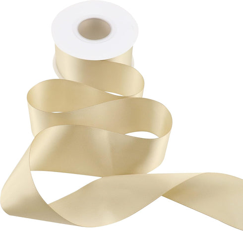 Champagne Gold Ribbon 2 Inch Double Face Satin Ribbon Thick Champagne Ribbon for Gift Wrapping Wedding Decor Bridal Bouquet Shower Party Decoratio...