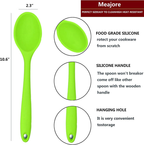 2 Pcs Silicone Spoons for Cooking Heat Resistant, Hygienic Design Cooking Utensi Mixing Spoons for Kitchen Cooking Baking Stirring Mixing Tools (G...