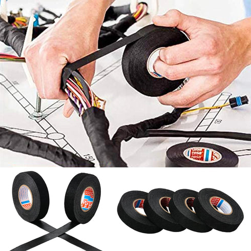 2 Rolls Black Wire Harness Cloth Tape, Speaker Wiring Harness Cloth Tape, for Automobile Electrical Wire harnessing Noise Dampening Heat Proof (Wi...