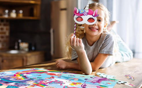 I Love Unicorns 100 Piece Puzzles for Kids Ages 4-8, Gifts for Girls and Boys 5 6 7 8 Years Old and Up, Read Secret Messages with Unicorn Decoder ...