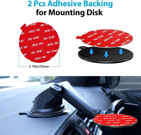 volport Very Strong Sticky Adhesive, 2.76in/70mm Dashboard Pad Mounting Disk Adhesive Replacement Kit, Double Sided Stickers for Suction Cup Dashb...