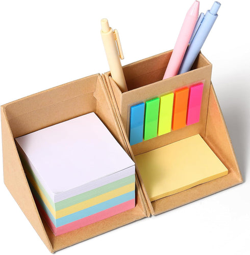 675 Pages Multicolor Sticky Notes Set with 2 Stimulating Card for Students Back to School Memo Cube with Pencil Case for Office School Bible Home...