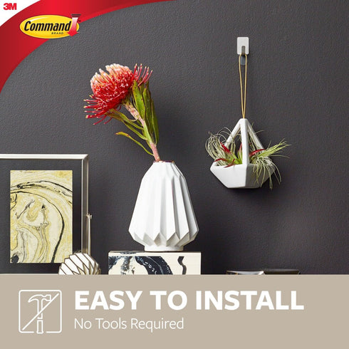 Command Small Stainless Steel Metal Hooks 8 Hooks, 10 Command Strips, Holds up to 0.5 lb, Removable Self Adhesive Hooks, Great for Wall Décor...