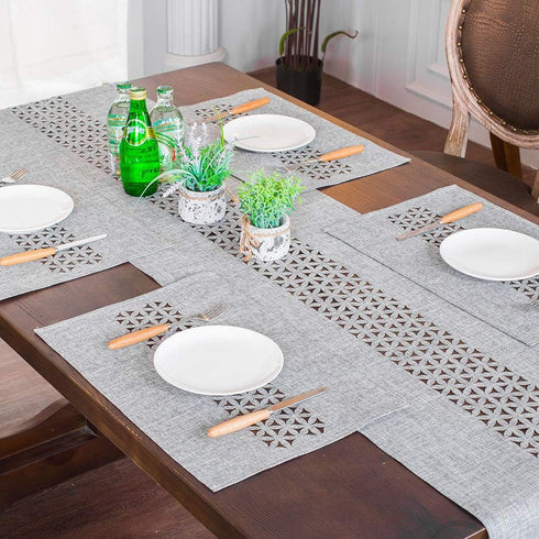 ARTABLE Rectangle Table Runner Farmhouse Fabric Home Gary Table Runners with Well-Trimmed Edge for Picnics Indoor and Outdoor Dining Holiday Long ...