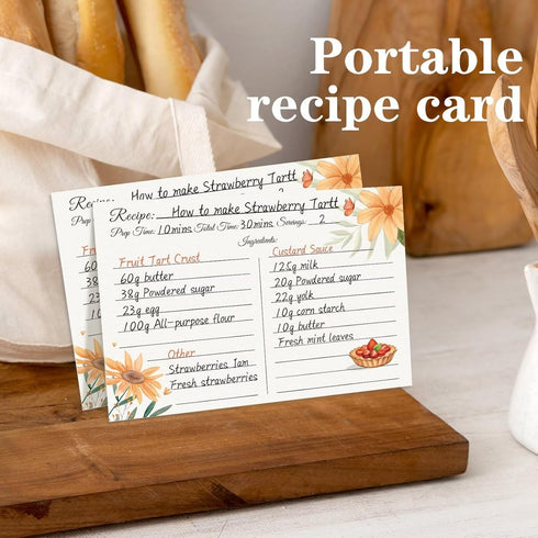 Recipe Cards 4x6, Premium Double-Sided Recipe Cards for Wedding, Bridal Shower, Housewarming, Set of 60 (4x6,Daisy)...