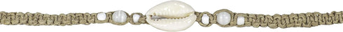 BlueRica Hemp Anklet Bracelet with White Cat's Eye Beads & Cowrie Shell...