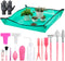 Melphoe 25Pcs Mini Garden Hand Transplanting Succulent Tools Set, 39.4" Thickened Repotting Mat & Plant Tag, Miniature Planting Indoor Fairy Care,...