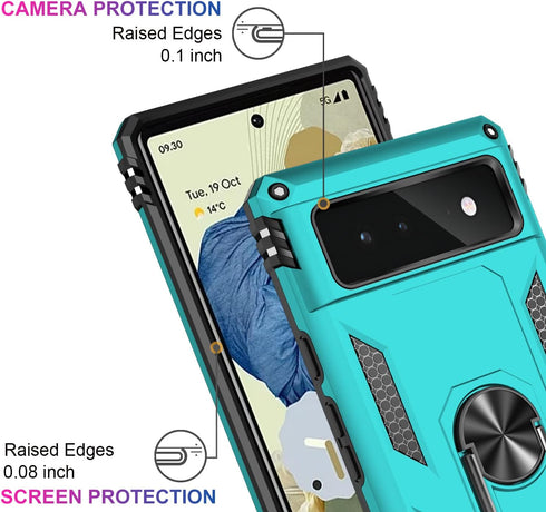 IKAZZ Suitable for Google Pixel 6 Case,Military Grade Shockproof Heavy Duty Protective Phone Case Pass 16ft Drop Test with Magnetic Kickstand Car ...