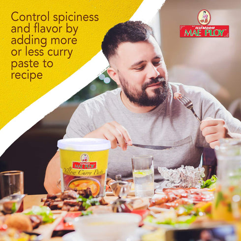 Mae Ploy Thai Yellow Curry Paste for Restaurant-Quality Curries, Aromatic Blend of Herbs, Spices & Shrimp Paste, No MSG, Preservatives or Artifici...