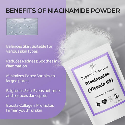 Premium Niacinamide Powder for DIY Skincare - 99% Purity, Soothes Blemished Skin, Reduces Signs of Aging, and Enhances Skin Lightening...