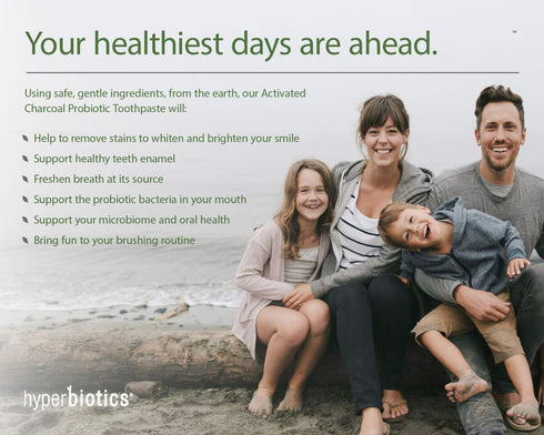 Hyperbiotics Probiotic Toothpaste with Activated Charcoal | Oral Probiotics for Women and Men | Fluoride Free Whitening | Freshen Bad Breath, Gum ...