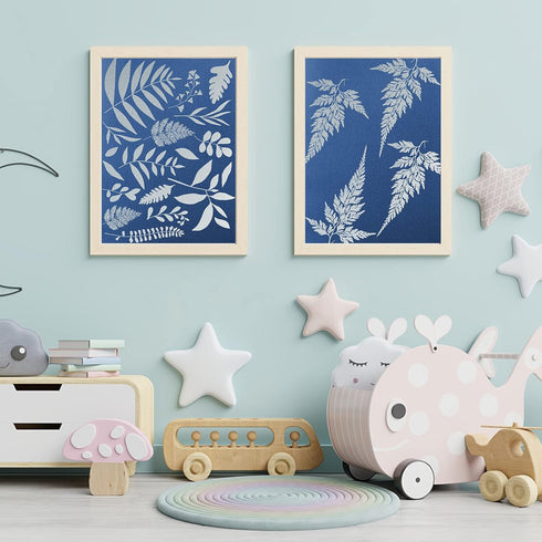 38 Sheets Cyanotype Paper A5 Sun Print Paper Kit with 2 Clear Acrylic Sheets High Sensitivity Solar Drawing Paper Nature Sun Printing Paper for Ad...