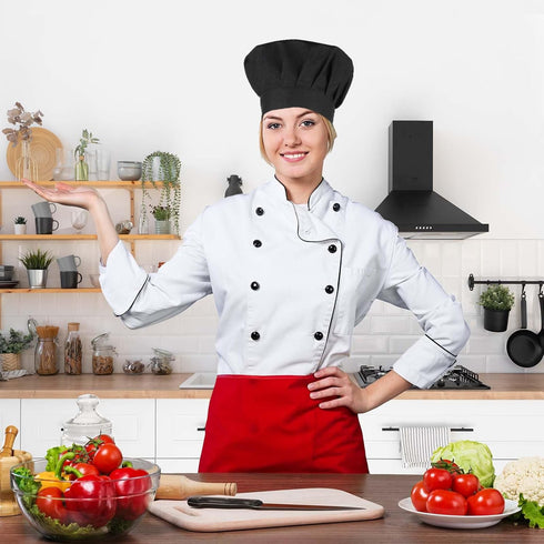 3 Pack Black Chef Hats Caps Hibachi Hats Adult Baker Chef Works Hats Womens, Chef Cap Reusable Cooking Hat for Men, Adjustable Washable Pizza Hat,...