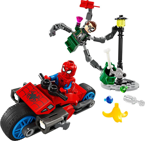 LEGO Marvel Motorcycle Chase: Spider-Man vs. Doc Ock, Celebrate Spider-Man Day with This Buildable Toy for Kids, 2 Marvel Minifigures, Super Hero ...