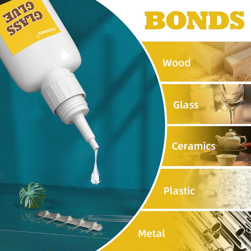 Glass Glue - Oily Glue, FOOGWEE 30g Glass to Glass Glue, Strong Bond, Instant Super Glue for DIY Craft, Model, Pottery, Tile, Glass, Plastic, Meta...