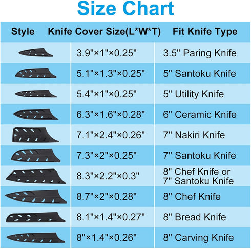 PATIKIL Plastic Safety Knife Cover Sleeves for 8" Chef Knife or 7" Santoku Knife, 2 Pack Knives Edge Guard Blade Protector Universal Knife Sheath,...