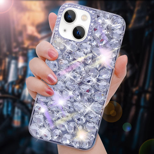 Bonitec Compatible with iPhone 13 Case for Women 3D Glitter Sparkle Bling Case Luxury Shiny Crystal Rhinestone Diamond Bumper Clear Gems Cute Prot...