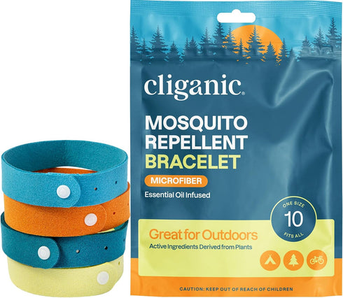 Cliganic Mosquito Repellent Microfiber Bracelets (20 Pack) - for Adults and Kids, DEET Free Wristbands...