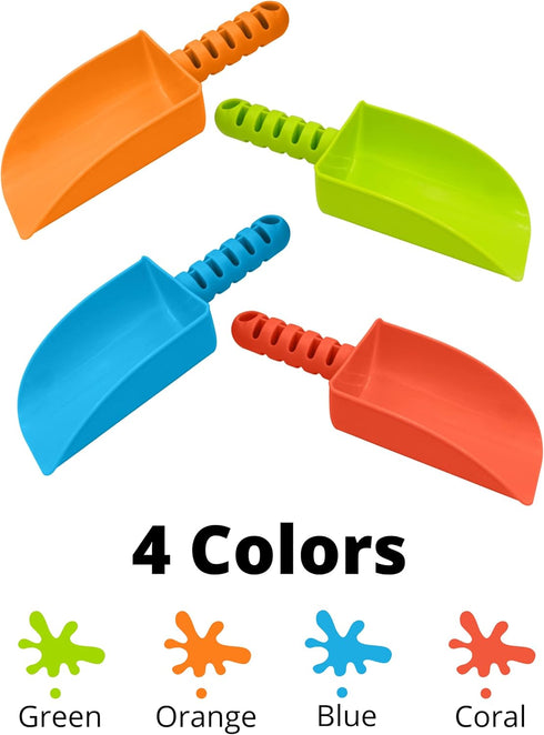 4E's Novelty 4 Pack Beach Shovels 8 Inch, Heavy Duty Plastic Sand Shovel for Kids, - Great for Planting Gardening Shovels for Toddlers, Outdoor Di...