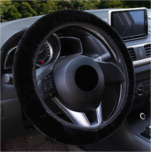 Augeny Fuzzy Car Steering Wheel Cover, Anti-Slip Soft Plush Steering Wheel Protector, 15 Inch Elastic Wheel Covers, Universal Vehicle Interior Win...