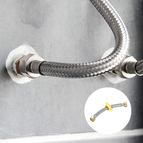 Faucet Supply Hose Connector (200mm/8") 4Pcs, 304 Stainless Steel G1/2 Female to G1/2 Female Water Supply Hose Brass Nut - for Kitchen Bathroom...