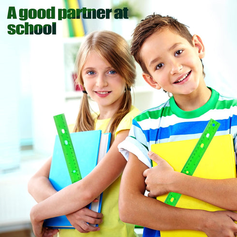 28 Pack Plastic Ruler 12 Inch Transparent Rulers - Metric Bulk for Kids School Office Classroom, Green...