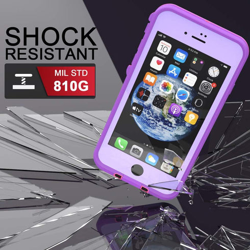 iPhone SE 2020 / iPhone 8 Waterproof Case, IP68 Full-Body Sturdy, Built-in Screen Protector, Shockproof - Purple...