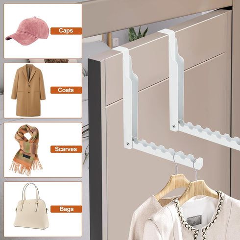 2pcs Over The Door Hooks for Hanging - Foldable Over The Door Clothes Hanger with 6 Groves, Extra Strong Over The Door Drying Rack for Hanging Clo...
