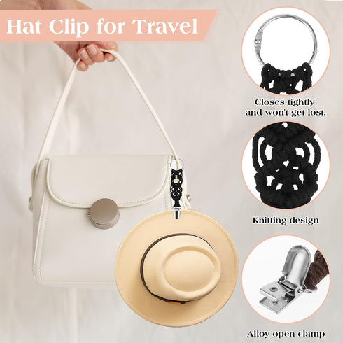 3 Pcs Hat Clip for Travel on Bag, Knitting Hat Holder Cap Clip for Bag Multifunctional Duckbill Hat Clip for Travel on Bag, Women's Travel Accesso...