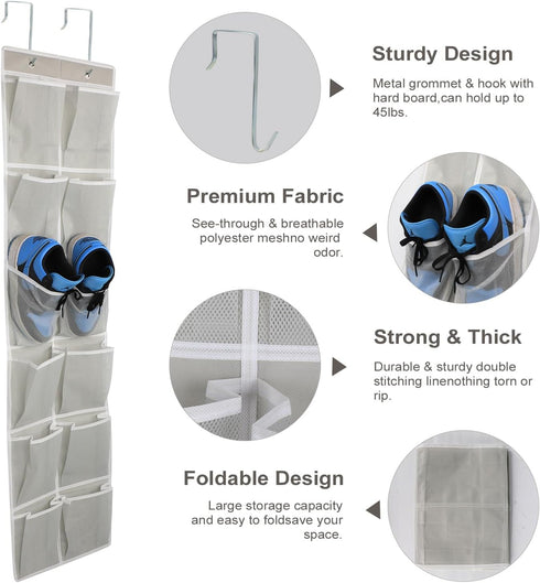 Over the Door 12 Pocket Hanging Shoe Organizer...