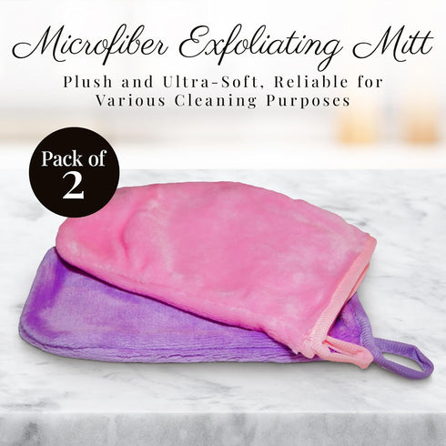 EcoSol Designs - Microfiber Mittens, Ultra-Soft Body Exfoliator Lathering Scrubber and General Cleaning Dusting Must-Have, Thick Exfoliant Glove 2...