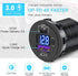 USB C Car Charger Socket, Dual Ports 12V/24V Outlet PD3.0 & QC3.0 Fast Charge Car Charger Adapter with ON/Off Switch and LED Voltmeter for Car, Bo...