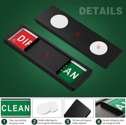 Dishwasher Magnet Clean Dirty Sign Shutter Only Changes When You Push It Non-Scratching Strong Magnet or Adhesive Options Indicator Tells Whether ...
