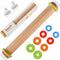 Wood Rolling Pin With 4 Adjustable Thickness Rings, Non-stick Dough Roller For Baking, 17 Inch Pizza Roller For Kitchen supplies, Handle Press Des...