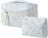 2 Pcs Large Quilted Makeup Bag, Cotton Quilted Toiletry Bag for Women,Floral Coquette Makeup Bag,Cute Kawaii Travel Cosmetic Bags(01BlueRose)...