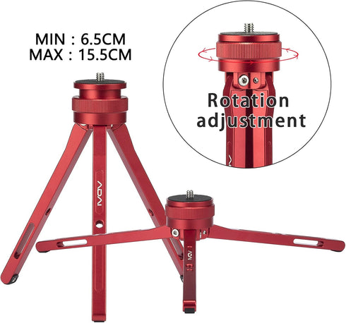 ADAI Mini Tripod Camera Tabletop Stand Aluminum Desktop Phone Portable Tripod Compatible with DSLR Camera Universal Phone/Projection/Zhiyun Stabil...