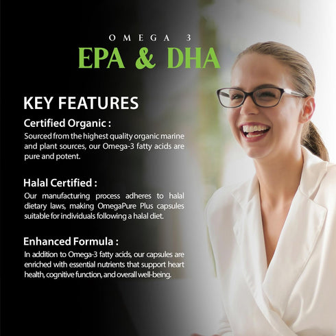 Omega Pure Plus Organic Omega 3 EPA & DHA, Fish Oil, Sesame Lignans & Olive Extract Capsules, Omega Pure Plus Capsules Offer a Comprehensive Blend...