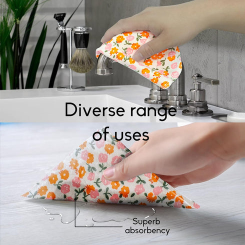 Reusable Paper Towels -Value 25 Pack Washable Cotton Soft Absorbent Cloth Placemats for Kitchen Dining Table with Wash Bag Sustainable Eco Friendl...