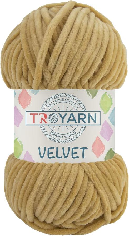 Velvet Chenille Baby Blanket Yarn Amigurumi Yarn for Crocheting and Knitting Super Bulky 100 gr (132 yds) (10118 - Beige)......