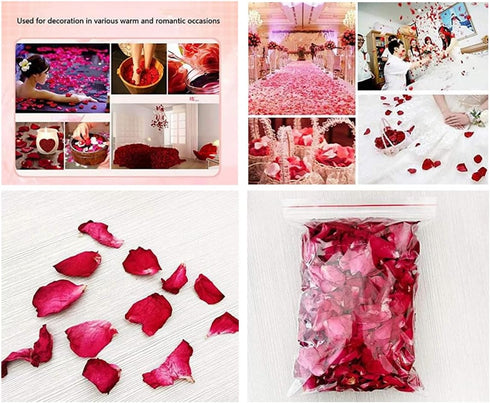 100 Grams Natural Real Red Rose Flower Petals Dried Rose Petals Real Flower Dry Red Rose Petal for Foot Bath Body Bath SPA Wedding Confetti Decora...