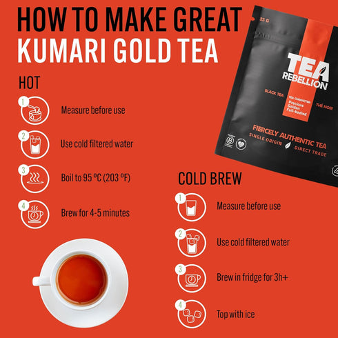Tea Rebellion 25g Kumari Gold Made from loose leaf tea with Pure and Authentic Organic Black Tea, High Mountain Tea with One Leaf and Bud, Healthy...