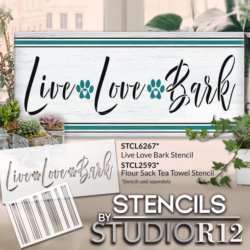 Live Love Bark Stencil by StudioR12 | Craft DIY Pet & Animal Home Decor | Paint Wood Sign | Reusable Mylar Template | Select Size (12 inches x 5.5...
