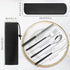 Reusable Utensils with Case, Travel Silverware Set with Case, 18/8 Stainless Steel Flatware Set Include Knife Forks Spoons Chopsticks Portable Cut...