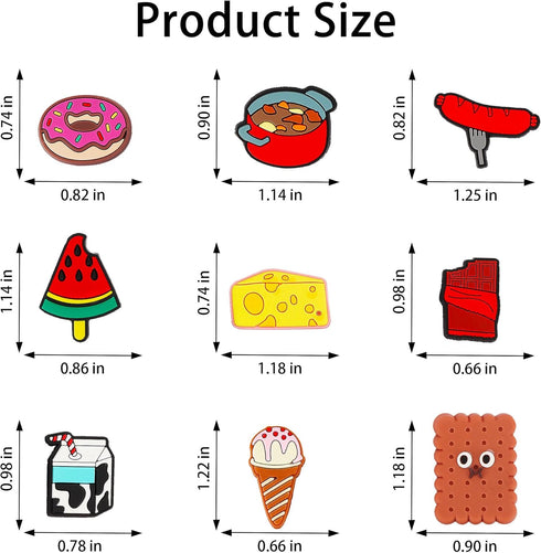 Food Themed Shoe Decoration Charms, 20Pcs Hamburg Pizza Dessert Charms for Shoe Wristband Decoration, PVC Shoe Charm Accessories for Party Favor H...